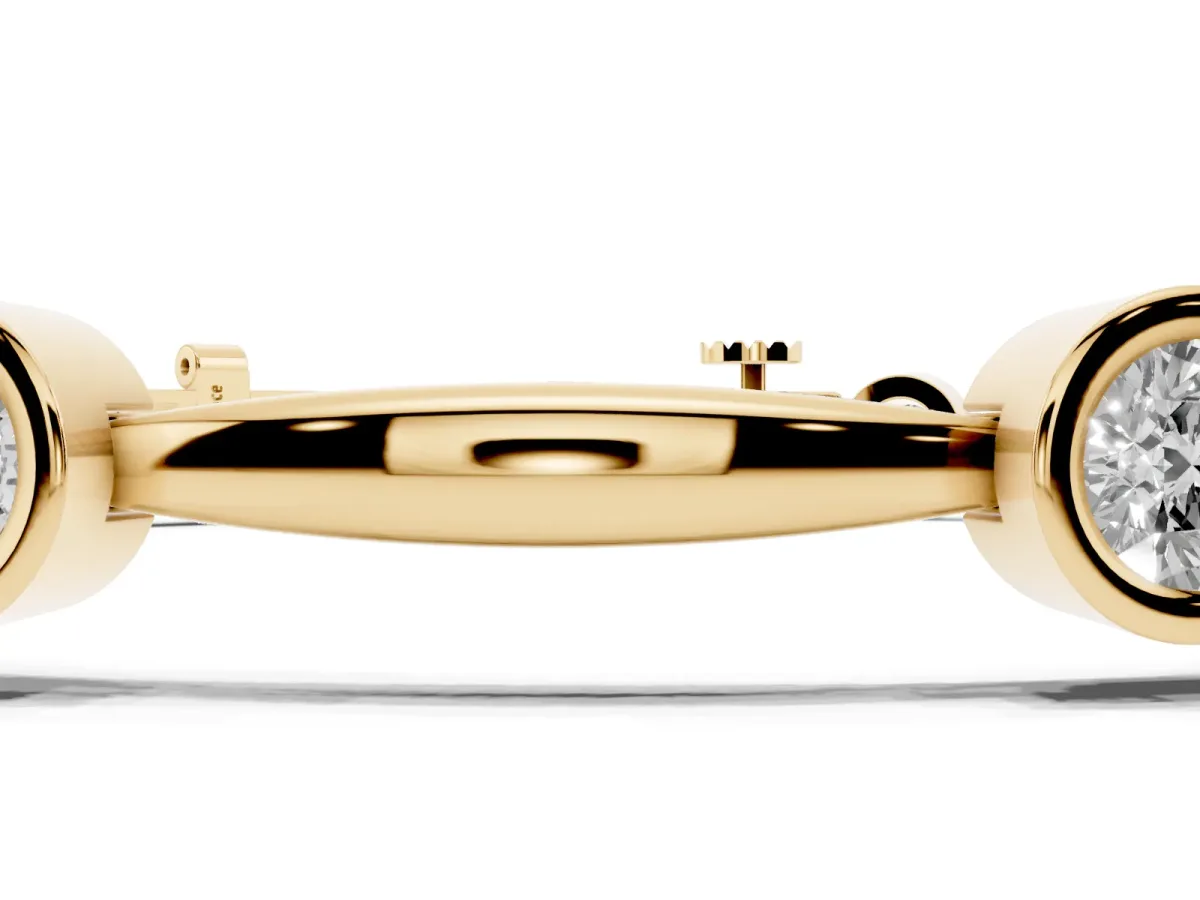 Bezel Set Round Diamond Link Bracelet with Box Clasp Yellow gold