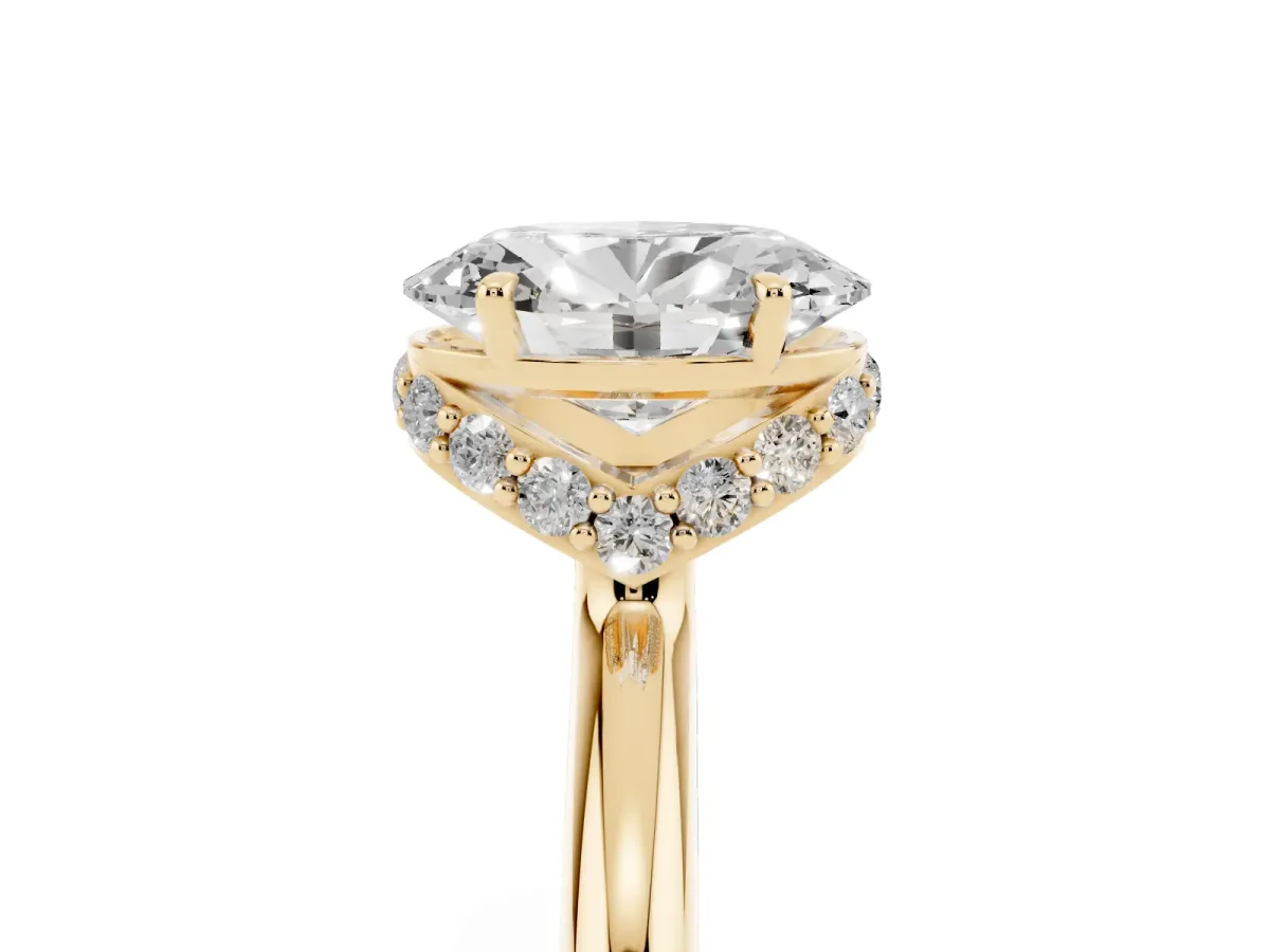 Oval Cut Brilliant Solitaire Engagement Ring with Six-Prong Setting and Classic Band Yellow gold