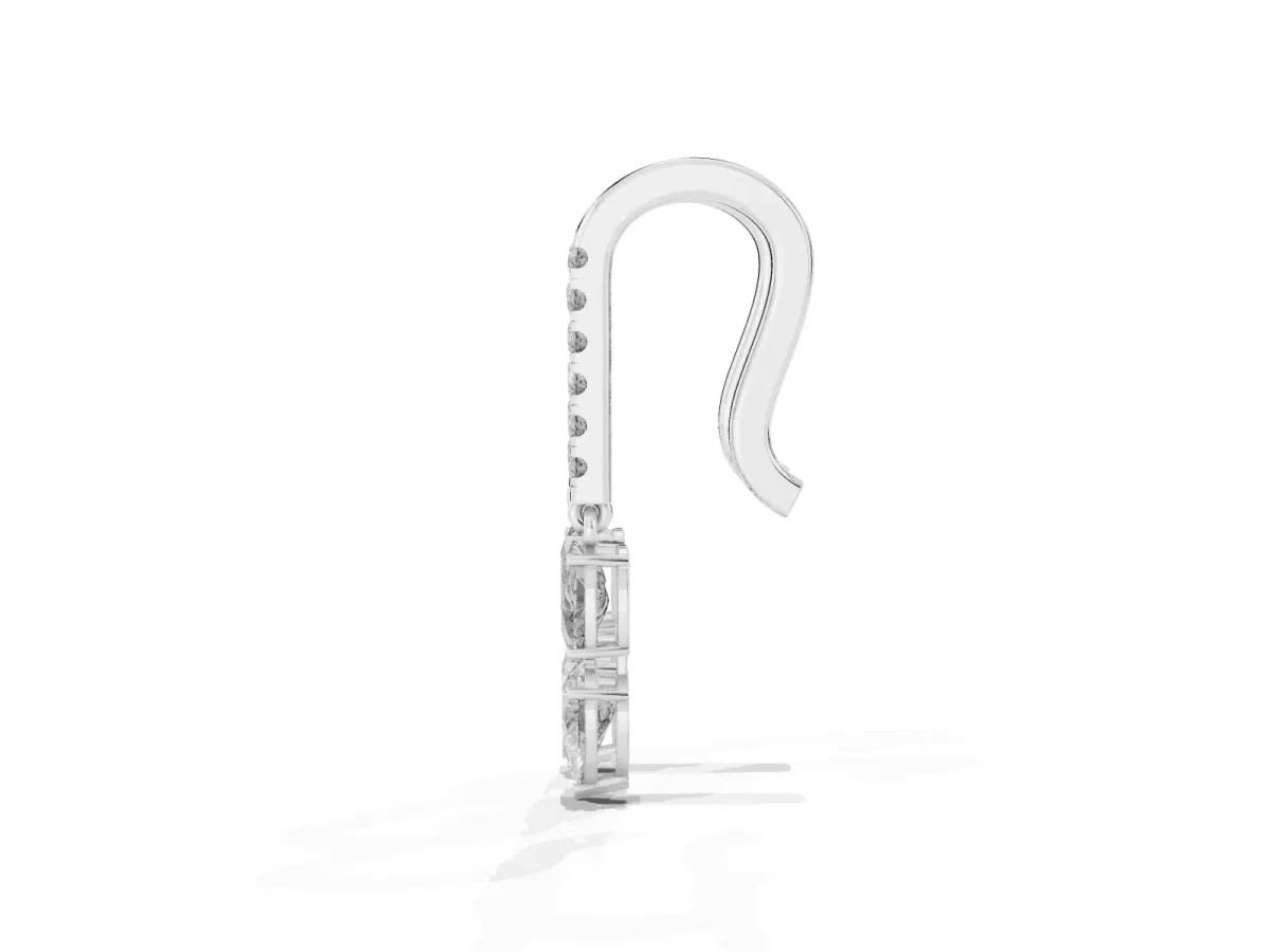 Cushion Cut Diamond Multi-Shape Drop Earrings Silver