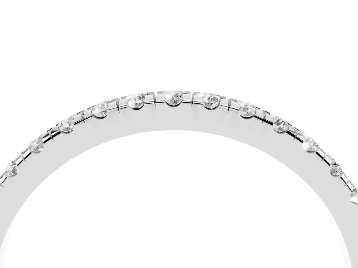 Pavé Round Diamond Half Eternity Band with Shared Prong Setting Platinum