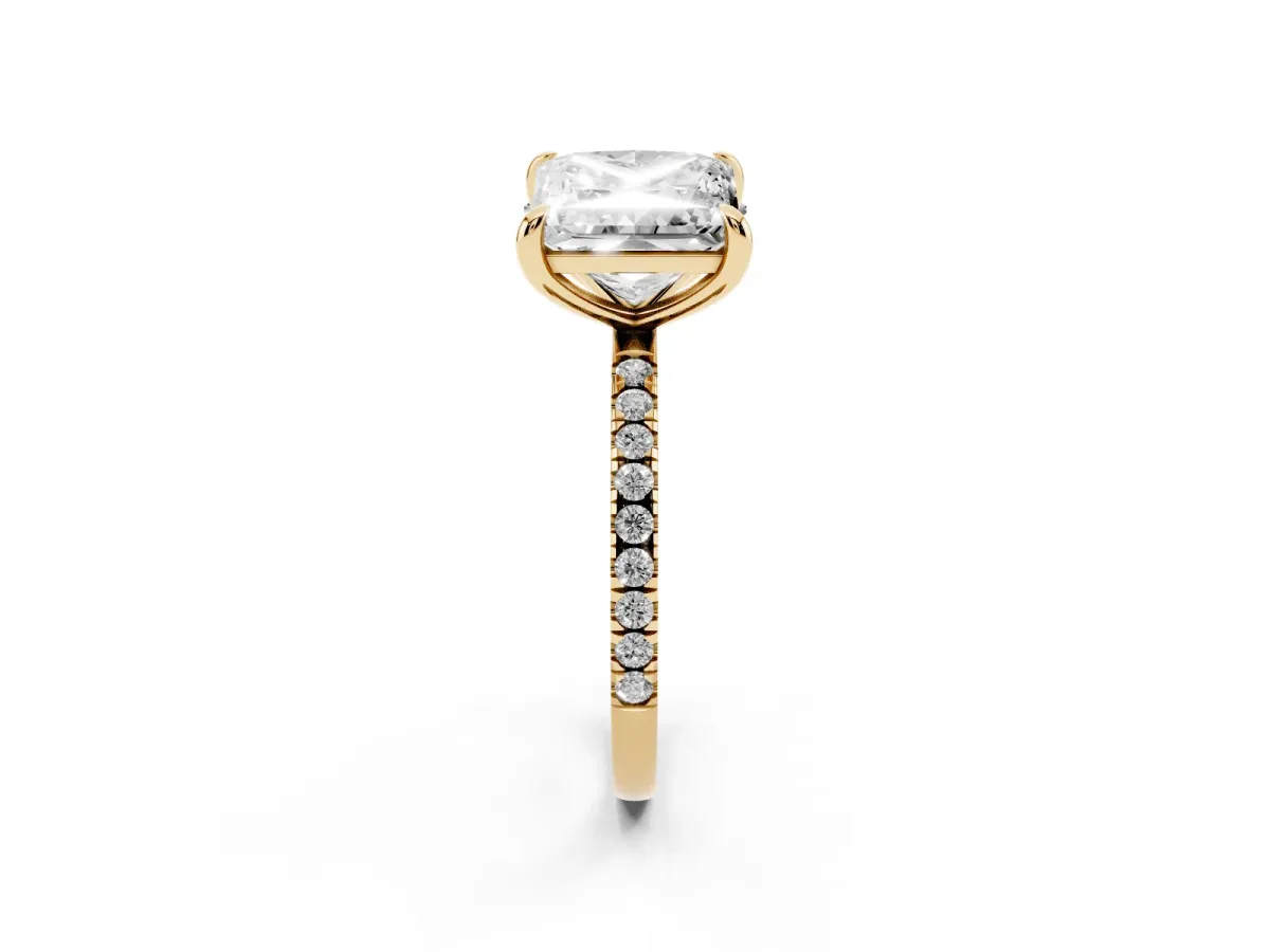 Oval and Princess Toi Moi Ring with Prong Setting and Micro Pave Band Yellow gold