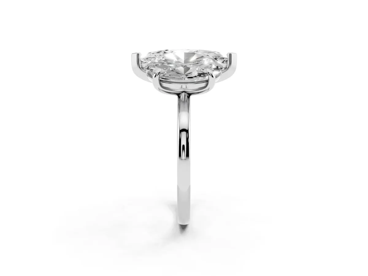 Oval and Marquise Toi Moi Ring with Prong Setting and Plain Band Platinum
