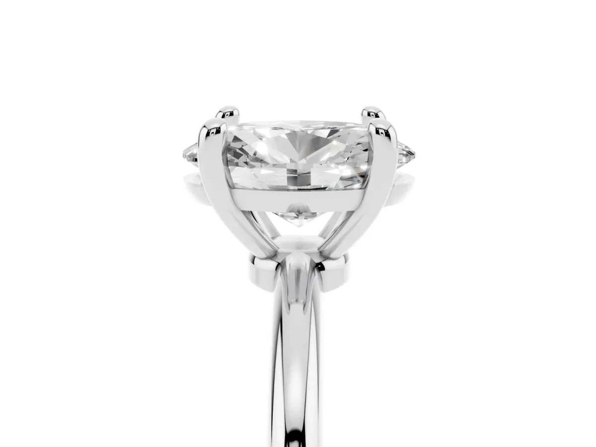 Oval Cut Solitaire Diamond Ring with 4-Prong Setting on a Classic Band Silver