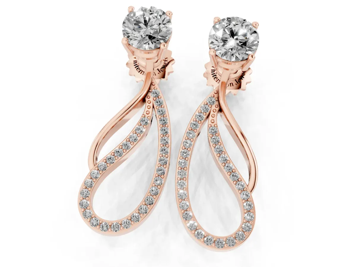 Round Cut Prong Set Diamond Infinity Drop Earrings Rose gold