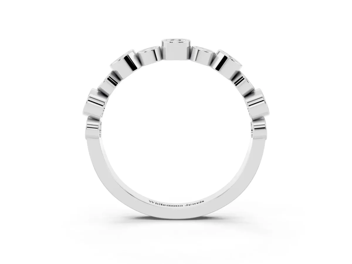Bezel Set Round Diamond Half Eternity Band Platinum