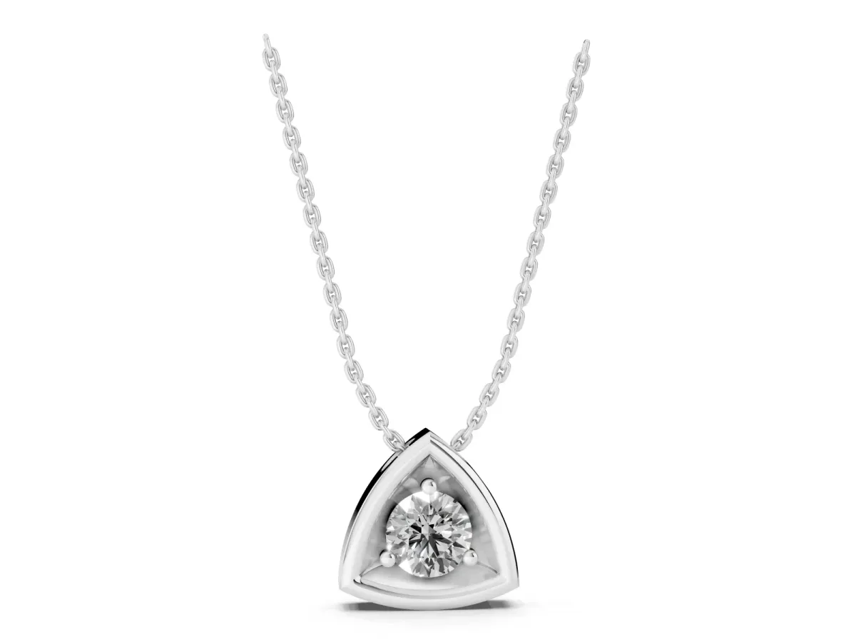Trillion Cut Diamond Bezel Pendant Silver
