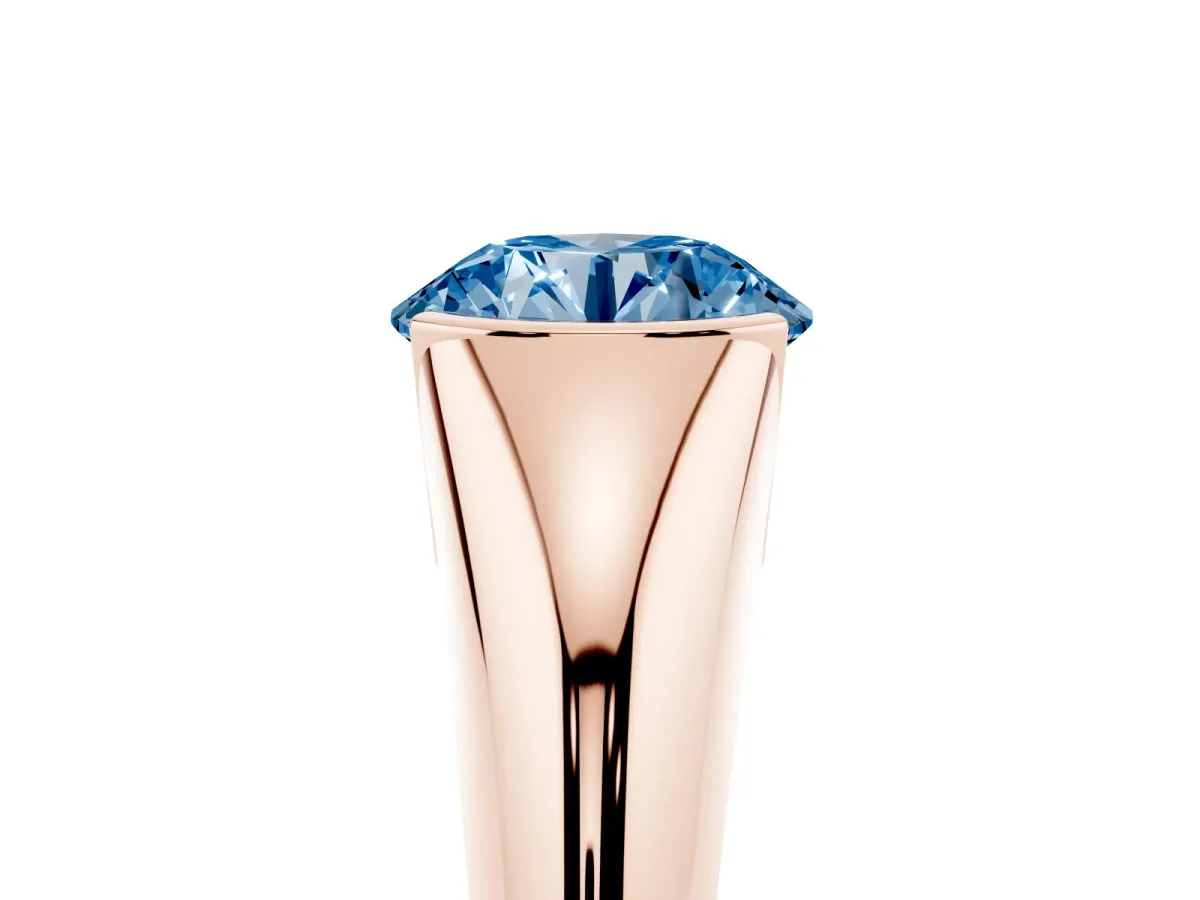 Fancy Blue Round Cut Solitaire Tension Set Diamond Ring Rose gold