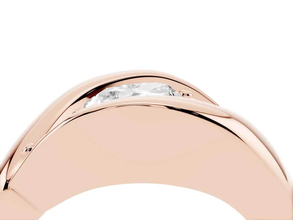 Channel Set Heart Cut Diamond Crossover Band Rose gold