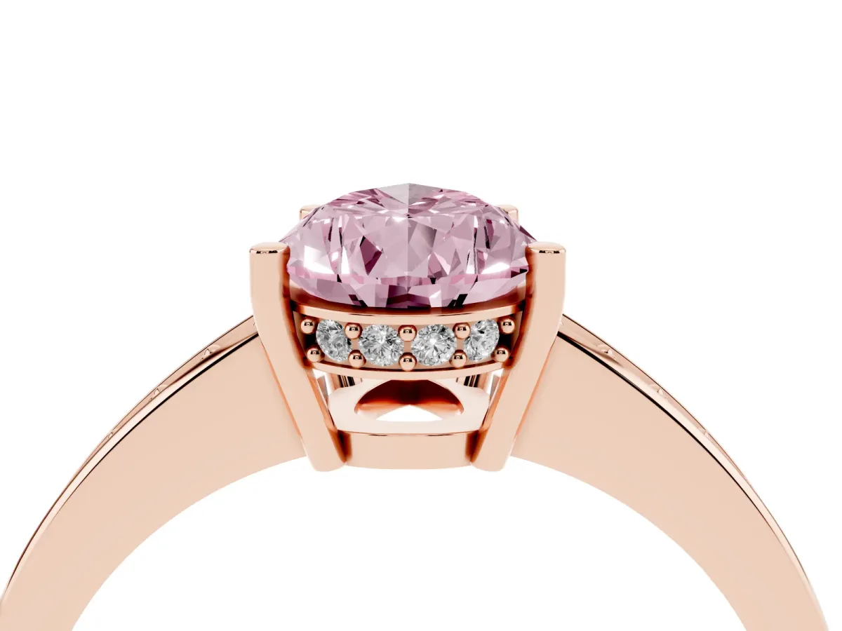 Fancy Pink Pear Cut Solitaire Pavé Band Prong Setting Ring Rose gold