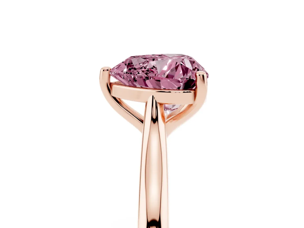 Fancy Pink Heart Cut Cut Solitaire Ring with Cathedral Band and Four-Prong Setting Rose gold