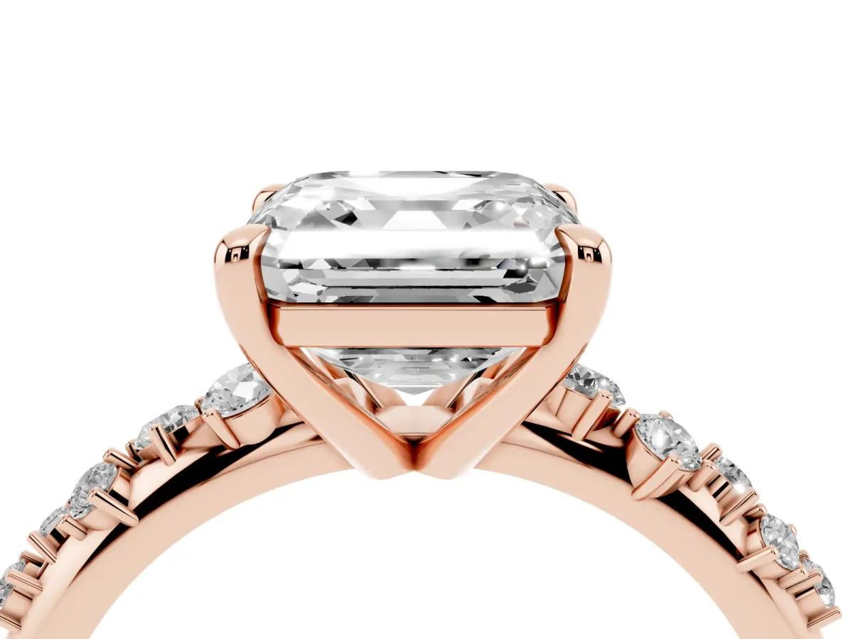 Asscher Cut Cut Diamond Vine Band with Four-Prong Setting Rose gold