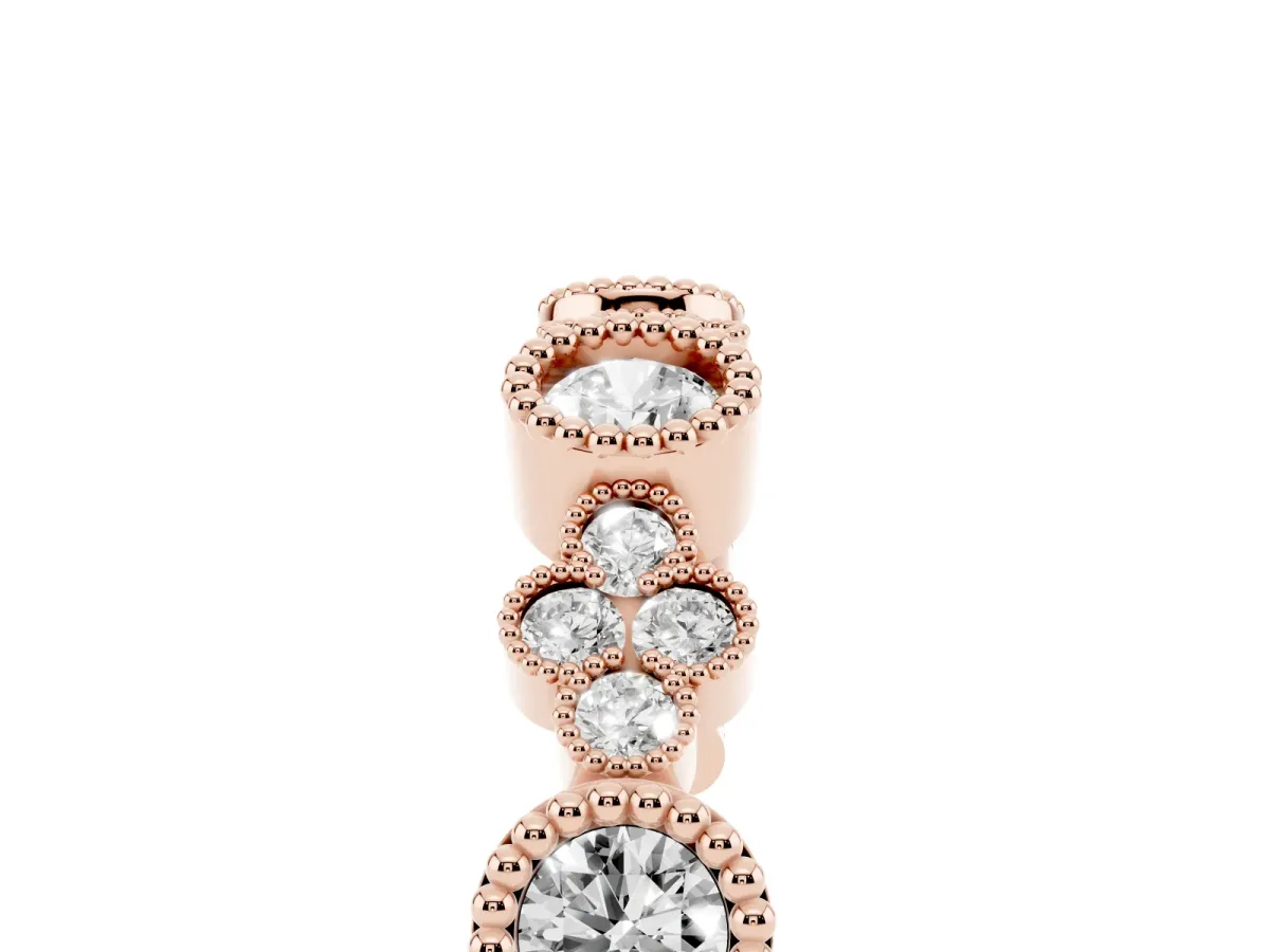 Milgrain Bezel Set Round Diamond Cluster Eternity Band Rose gold