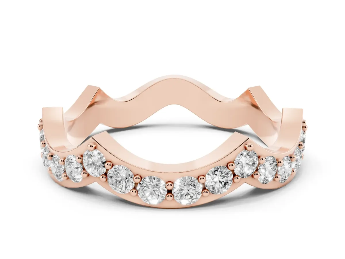 Round Diamond Pavé Zigzag Eternity Band Rose gold