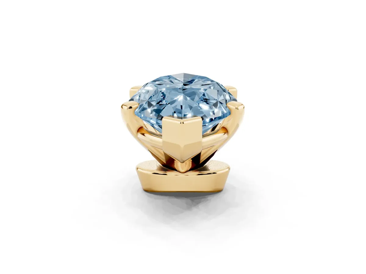 Fancy Blue Marquise Cut Diamond Solitaire Ring with Prong Setting and Classic Band Yellow gold