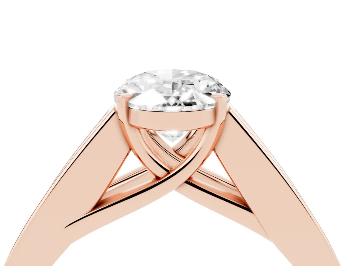Oval Cut Cut Channel Set Solitaire Ring with Four-Prong Setting Rose gold
