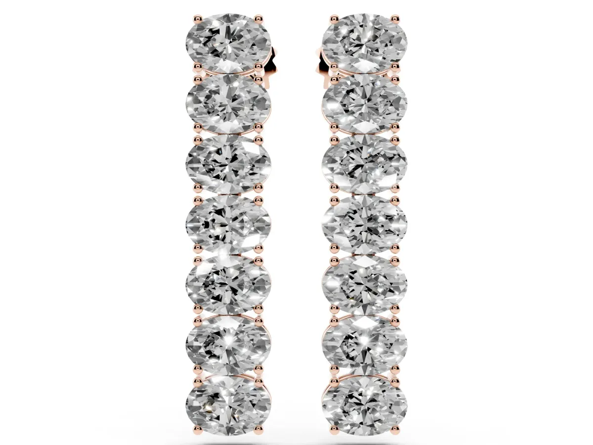 Oval Diamond Huggie Hoop Earrings Rose gold