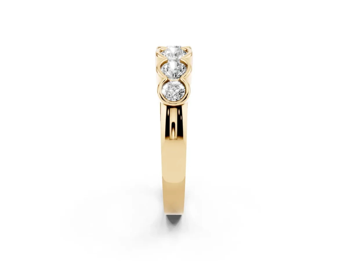 Round Diamond Scalloped Bezel Set Eternity Band Yellow gold