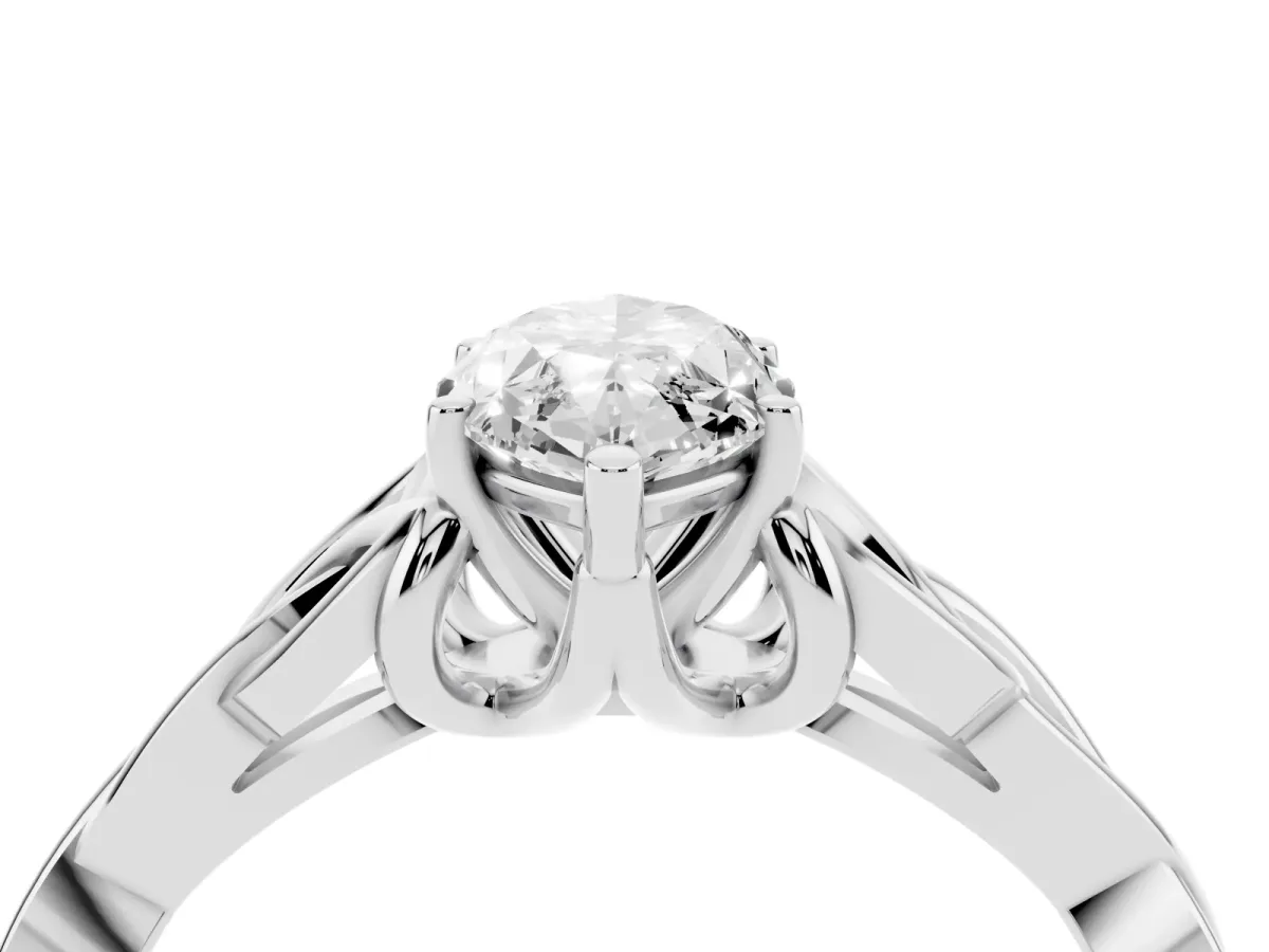 Marquise Cut Diamond Solitaire Engagement Ring with Celtic Knot Band and Four-Prong Setting Platinum