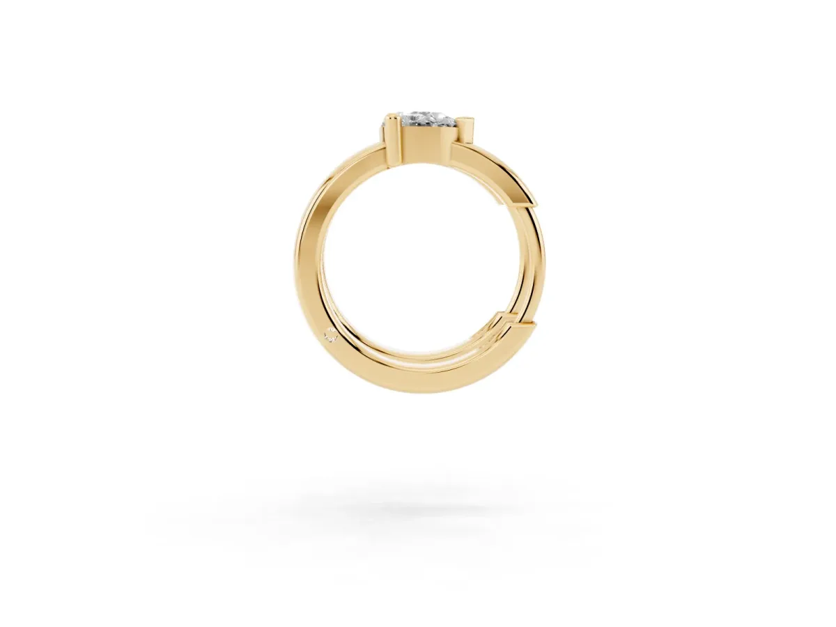 Pear Diamond Mini Huggie Hoop Earrings Yellow gold