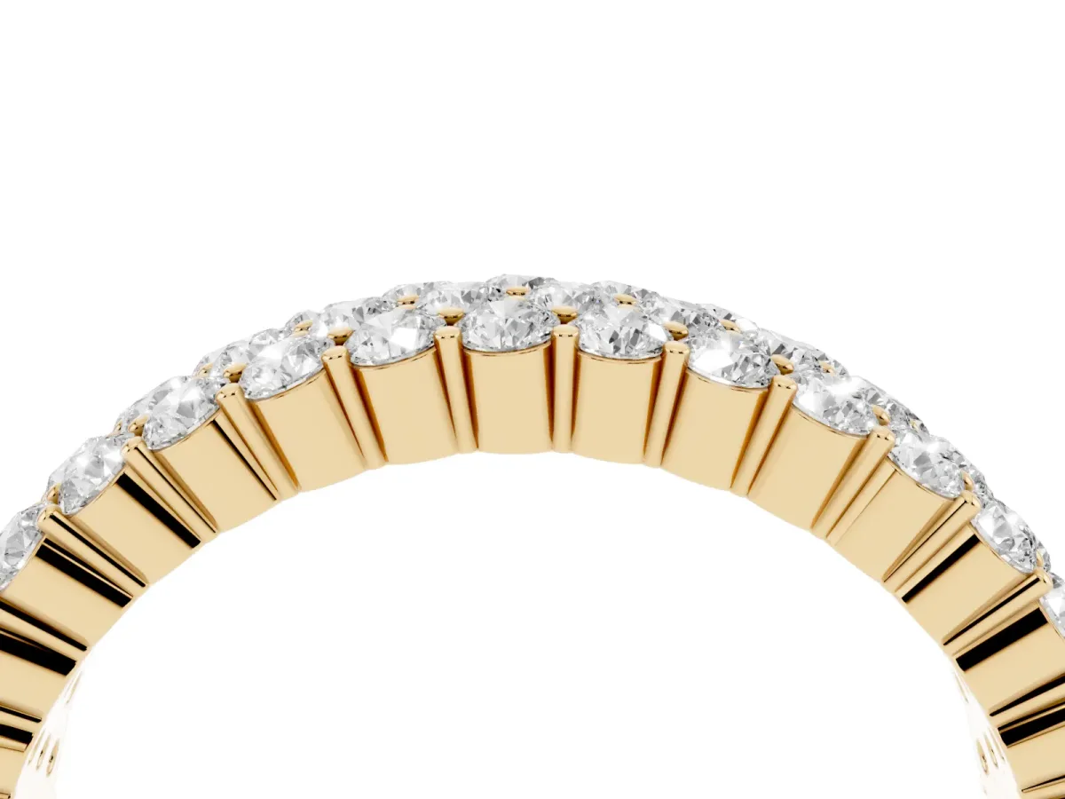Round Diamond Checkerboard Pavé Promise Ring with Round Diamond Accents Yellow gold