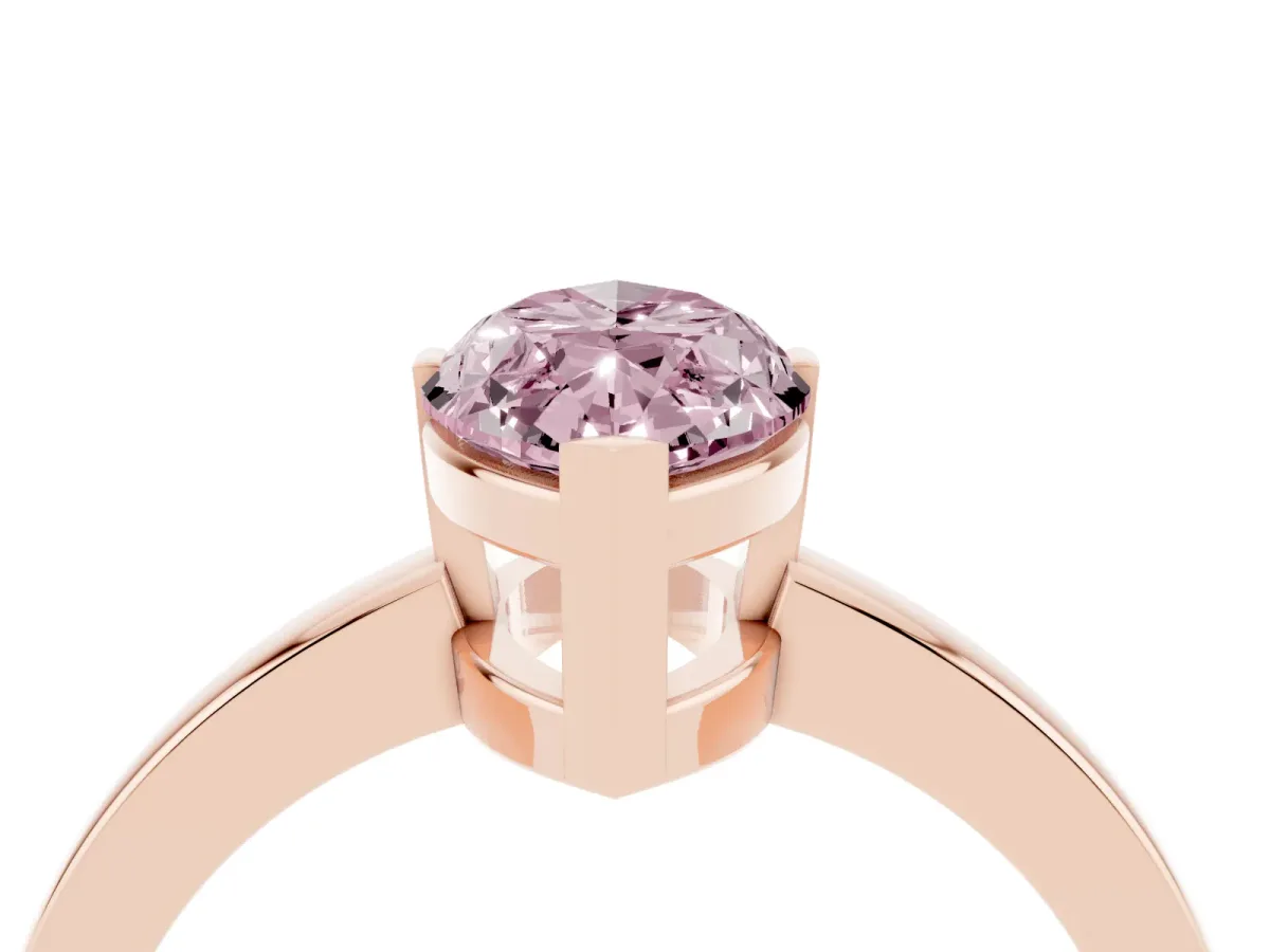 Fancy Pink Marquise Cut Cut Solitaire Ring with Four-Prong Setting and Classic Band Rose gold