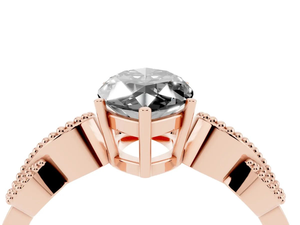 Fancy Black Marquise Cut Solitaire Milgrain Leaf Band with Prong Setting Rose gold