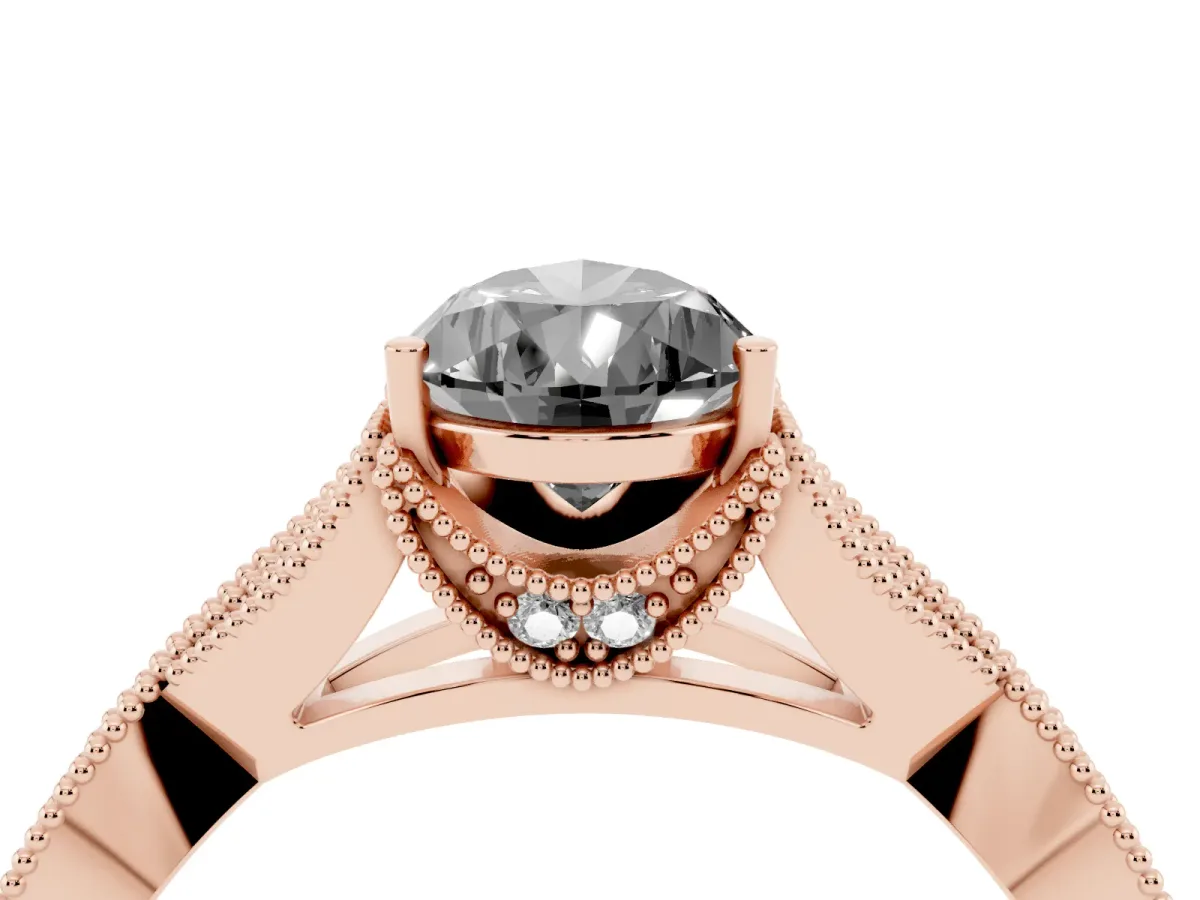 Fancy Black Pear Cut Cut Diamond Twisted Band with Milgrain Pave Setting and Four-Prong Setting Rose gold