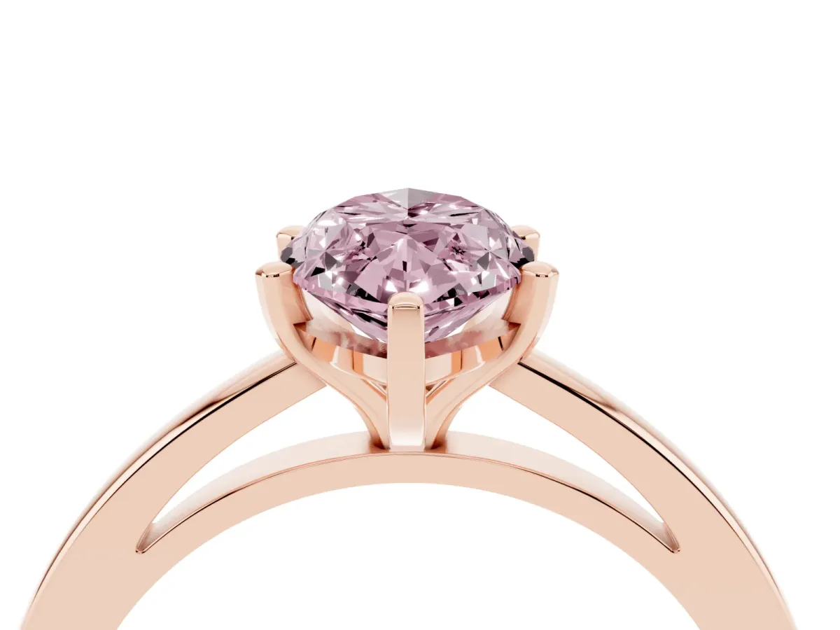 Fancy Pink Marquise Cut Solitaire Diamond Engagement Ring with Four-Prong Setting on a Classic Band Rose gold