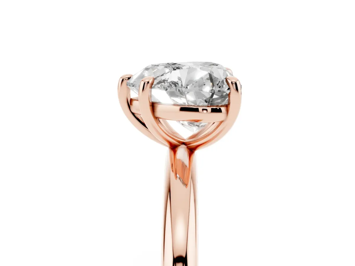 Heart Cut Solitaire Diamond Ring with Four-Prong Setting on a Plain Band Rose gold