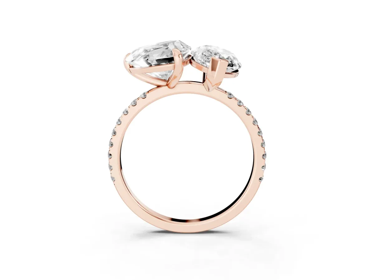 Heart and Marquise Toi Moi Ring with Prong Setting and Pave Band Rose gold