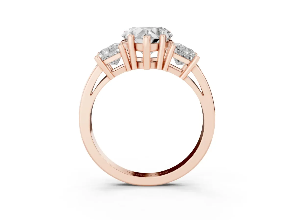 Three-Stone Heart Cut Cut Solitaire Ring with Prong Setting Rose gold