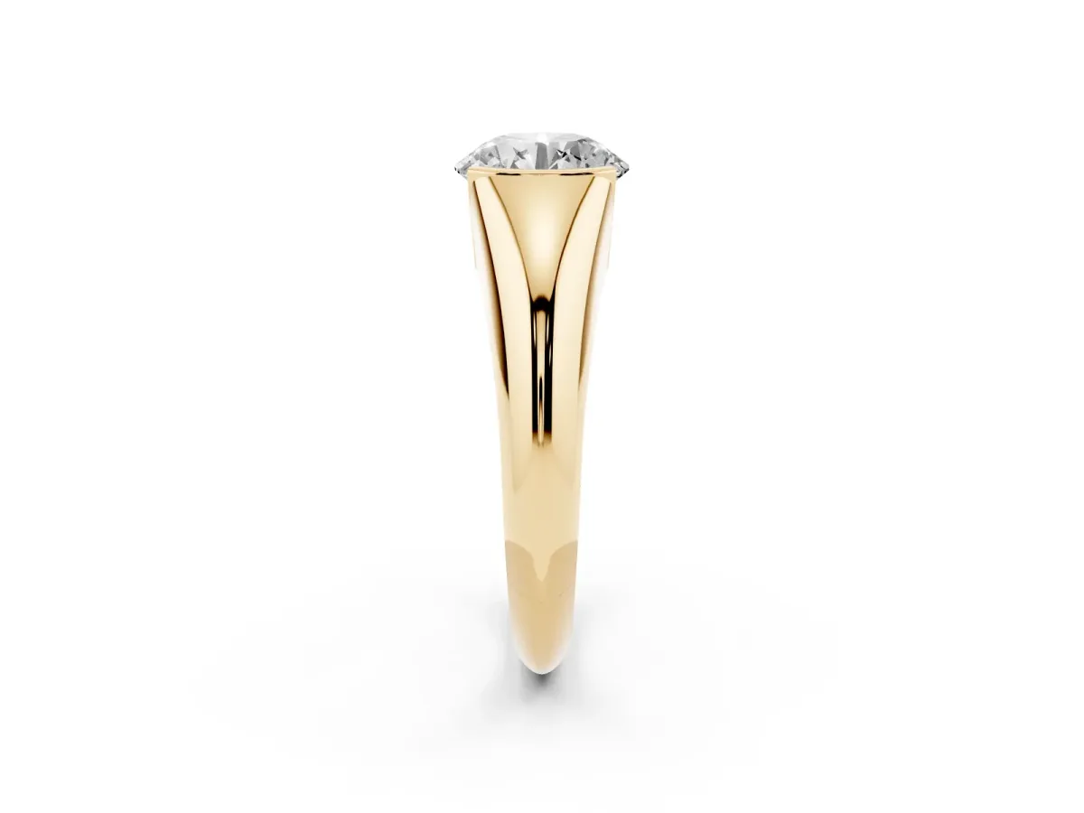 Round Cut Solitaire Tension Set Diamond Ring Yellow gold