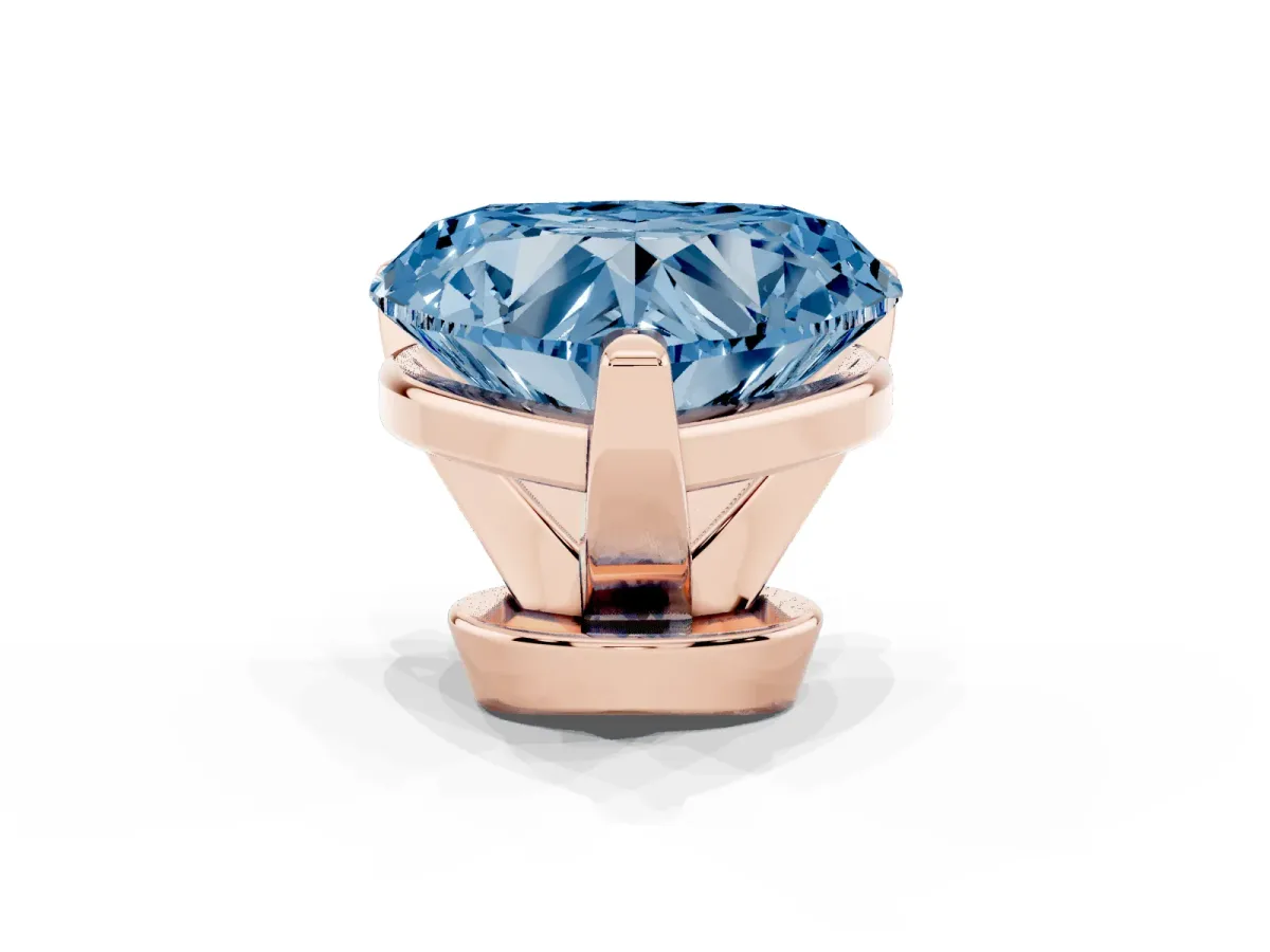 Fancy Blue Heart Cut Diamond Solitaire Ring with Prong Setting and Classic Band Rose gold