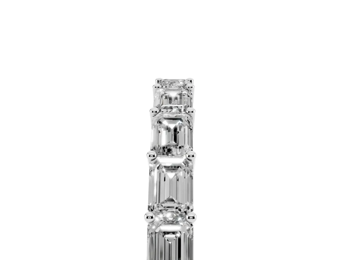 Emerald Cut Diamond Single Row Wedding Band Silver