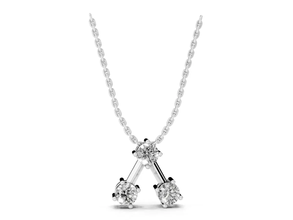 Three-Stone Round Diamond Prong Set Pendant Silver