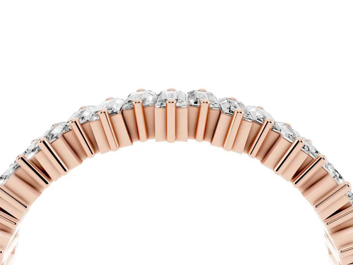 Baguette Diamond Full Eternity Ring with Prong Setting Rose gold