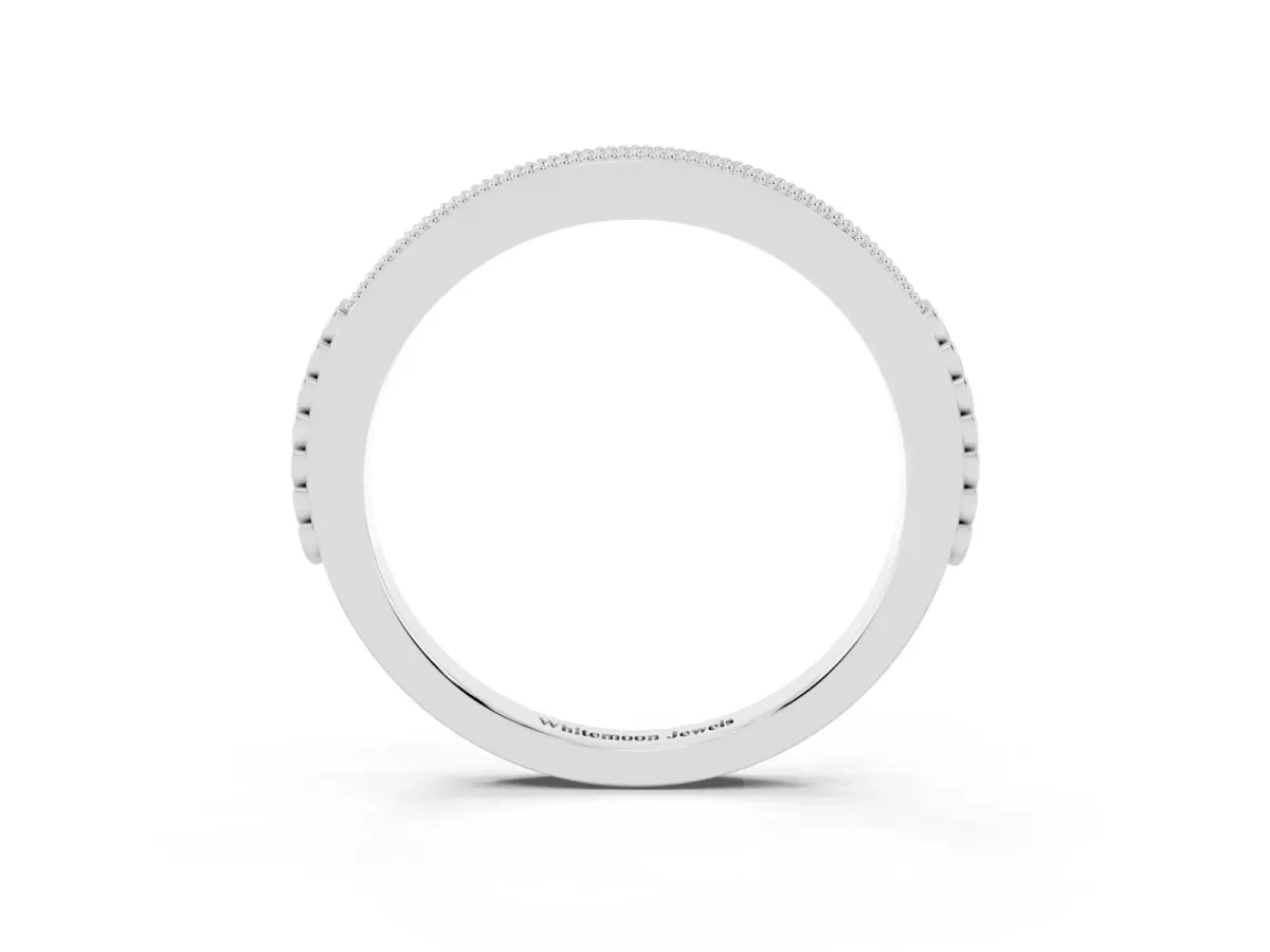 Round Cut Diamond Pavé Set Milgrain Edge Eternity Band Platinum