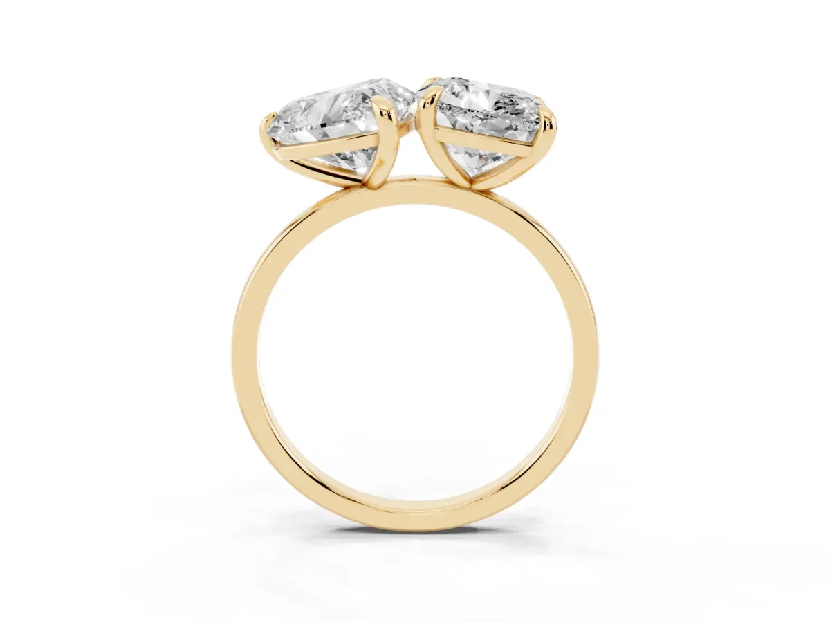 Cushion and Heart Toi Moi Ring with Prong Setting and Plain Band Yellow gold