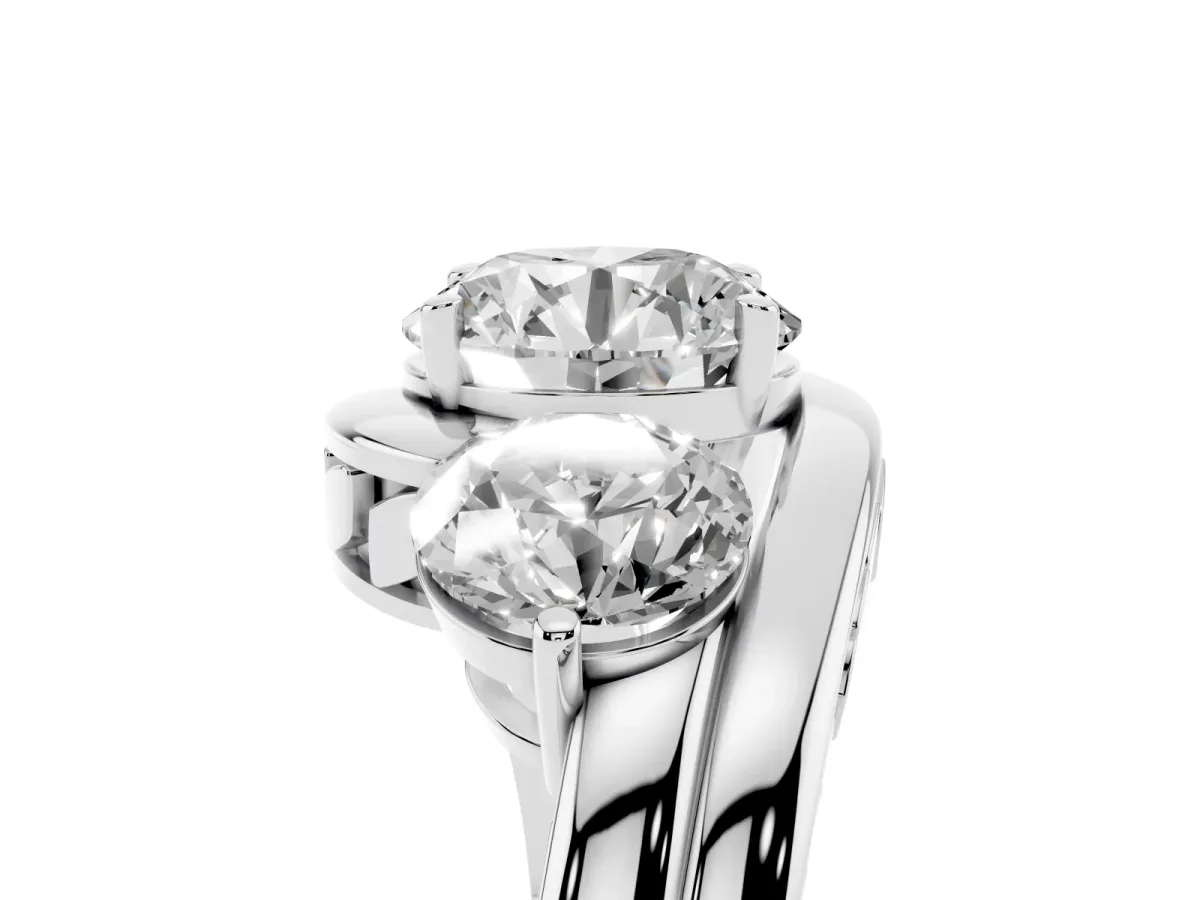 Three-Stone Round Cut Brilliant Split Shank Prong Set Ring White gold