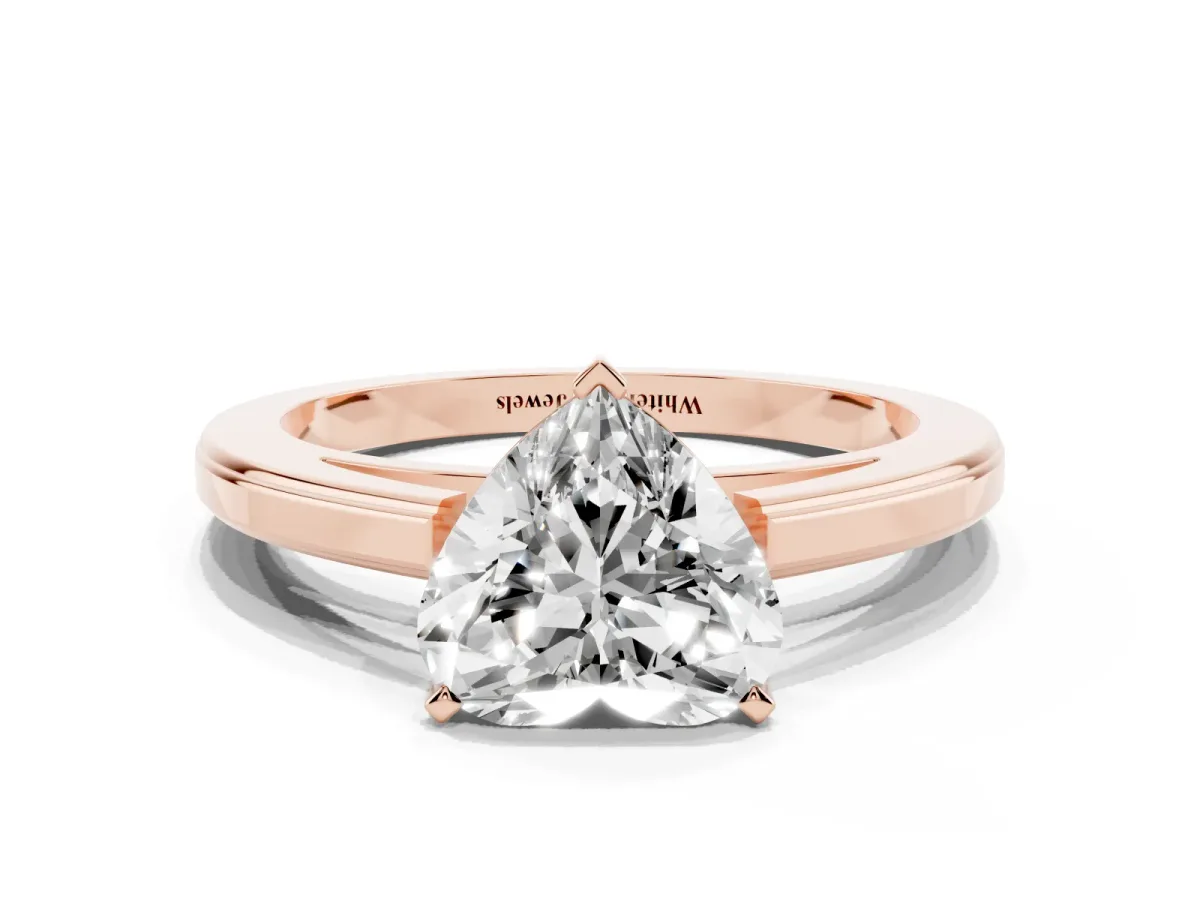 Heart Cut Solitaire Diamond Ring with Four-Prong Setting and Classic Band Rose gold