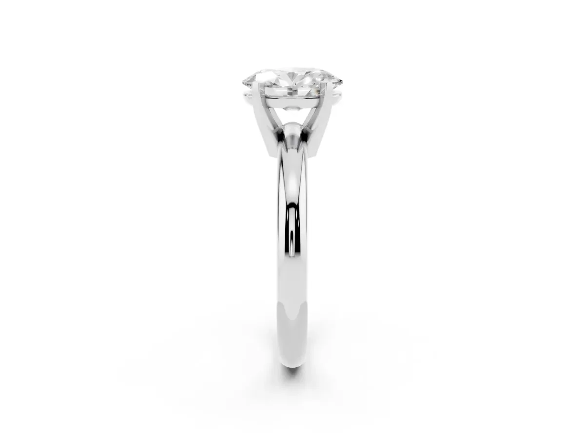 Oval Cut Diamond Solitaire Engagement Ring with Round Band and Four-Prong Setting Platinum