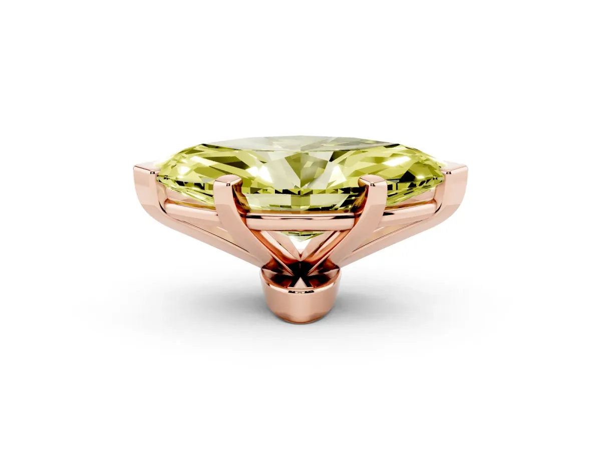 Fancy Yellow Marquise Cut Diamond Solitaire Ring with Prong Setting and Classic Band Rose gold