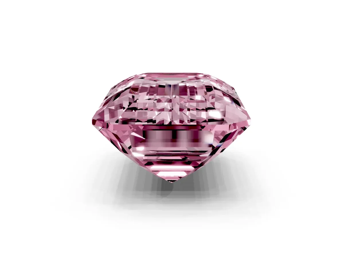 Fancy Pink Emerald Cut Solitaire Twist Band Six-Prong Setting Silver