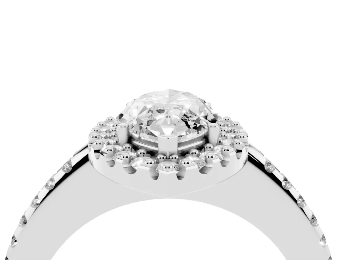 Marquise Cut Diamond Pavé Halo Ring with Four-Prong Setting Platinum