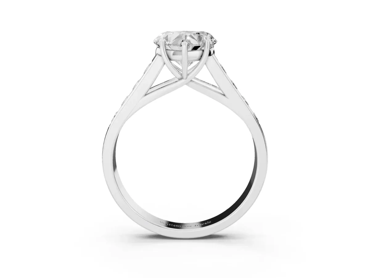 Heart Cut Brilliant Channel-Set Solitaire Ring with Four-Prong Setting Silver