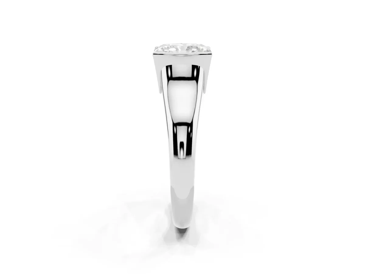 Radiant Cut Solitaire Tension Set Diamond Ring with Split Shank Band Platinum