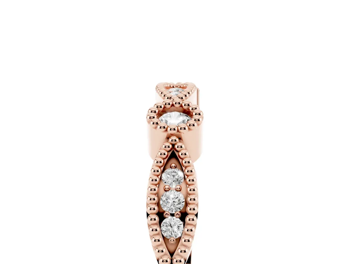 Milgrain Bezel and Marquise Diamond Band Rose gold