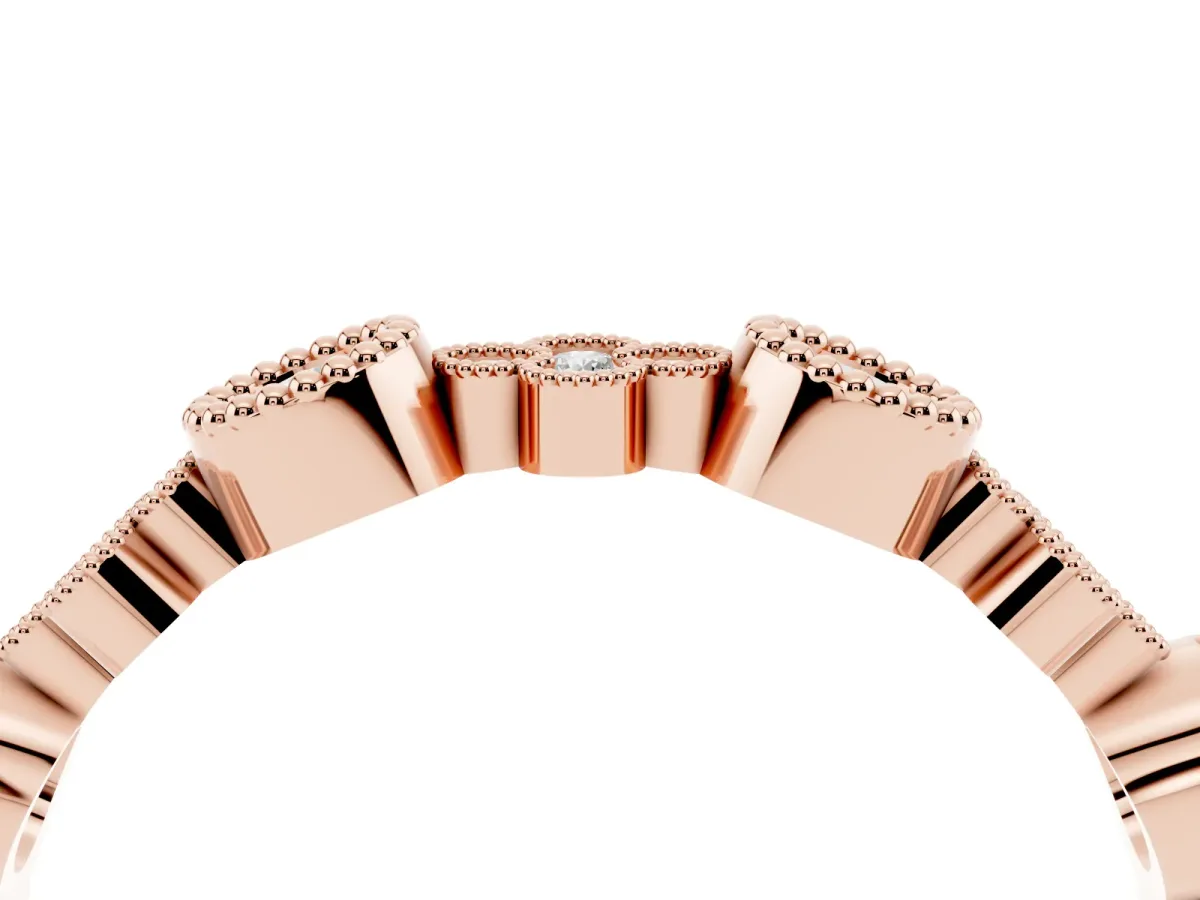 Milgrain Bezel Set Round Diamond Cluster Eternity Band Rose gold