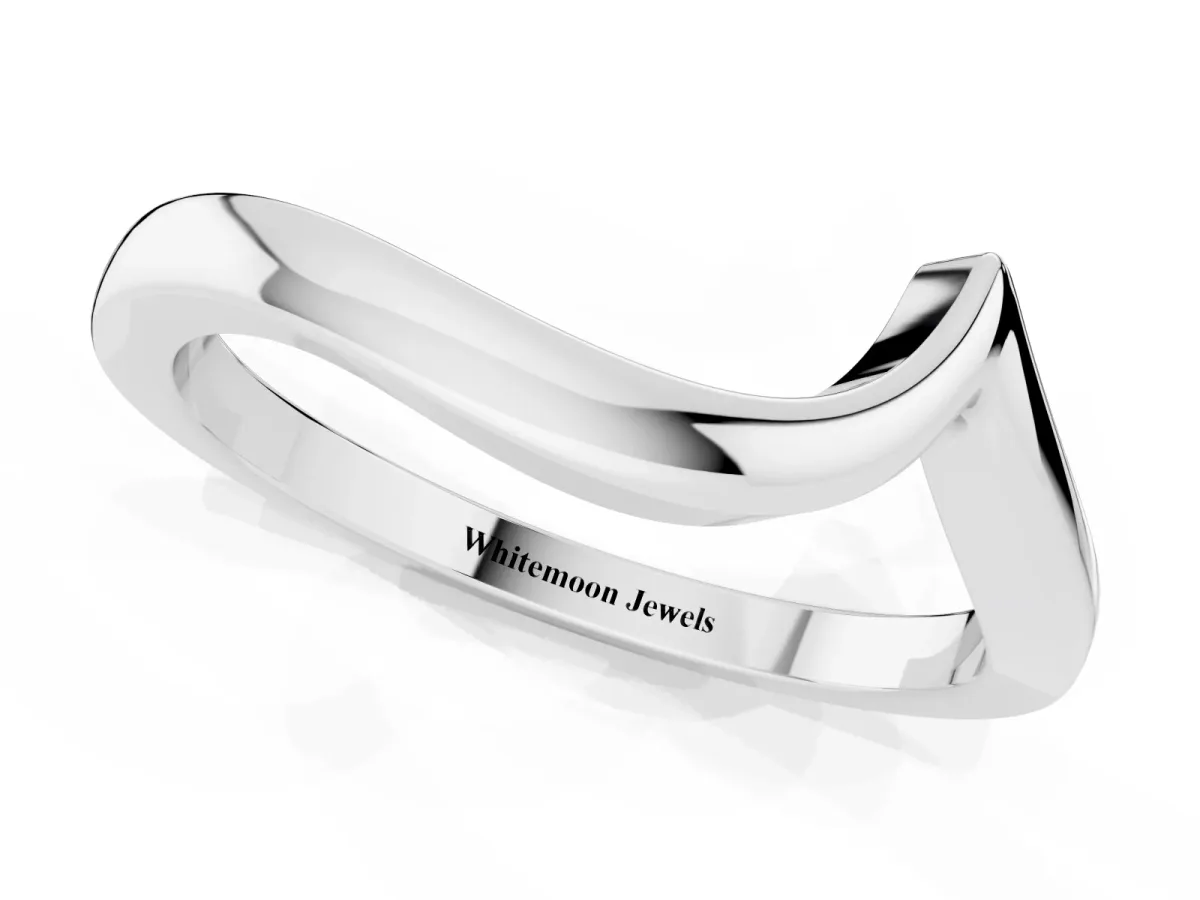 Chevron V-Shaped Contour Band Silver