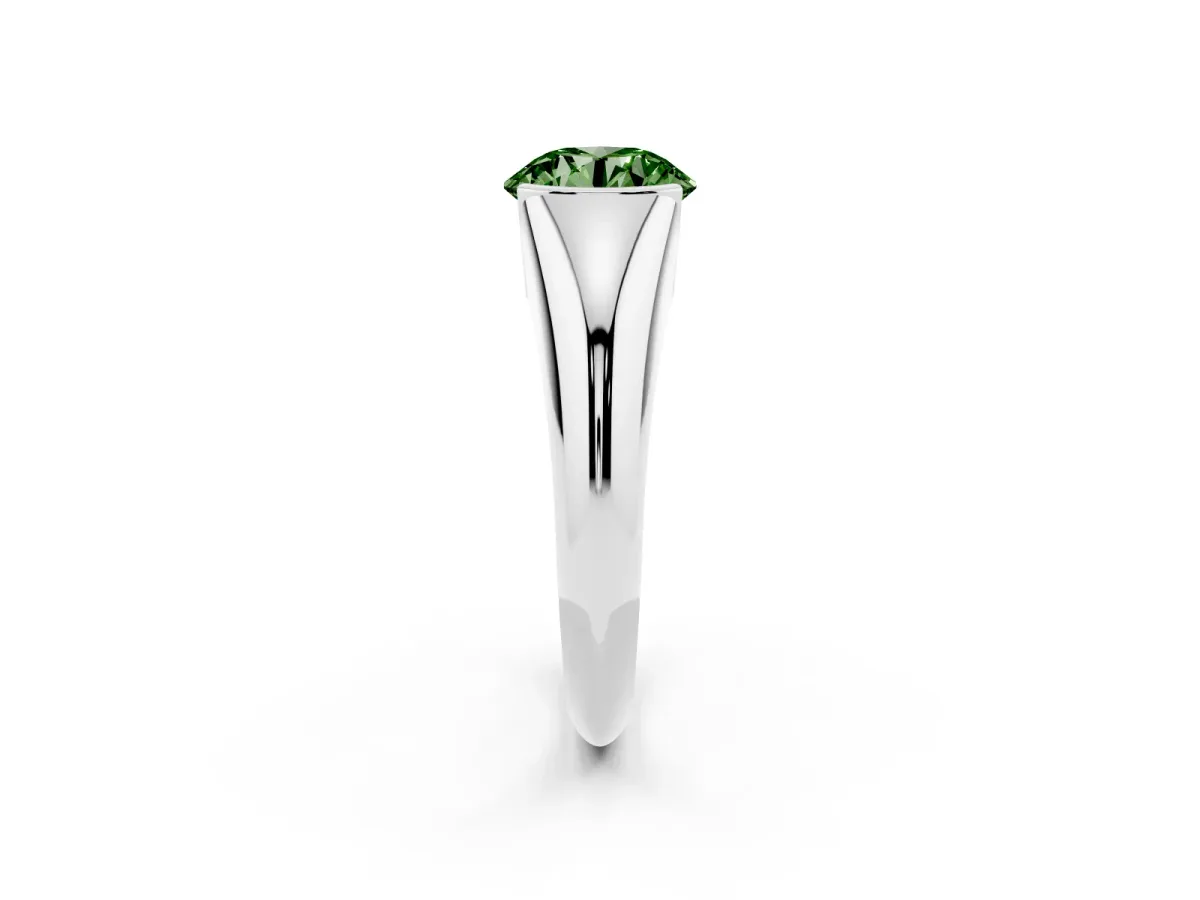 Fancy Green Round Cut Solitaire Tension Set Diamond Ring White gold